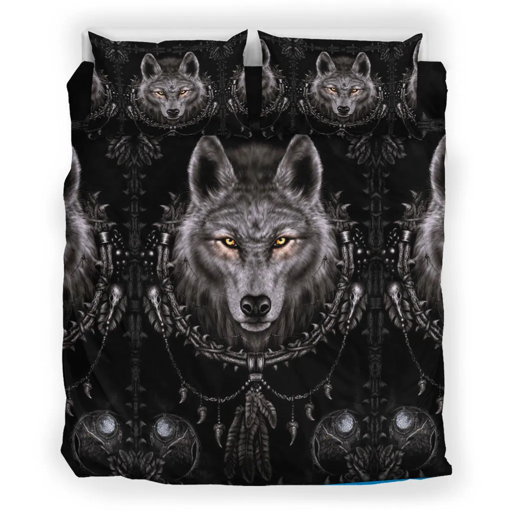 Black Native Wolf Bedding Set WCS