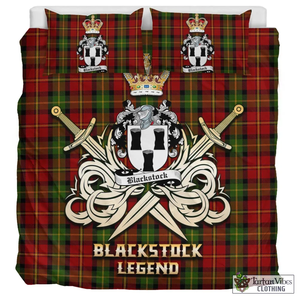 Blackstock Red Dress Tartan Bedding Set with Clan Crest and the Golden Sword of Courageous Legacy