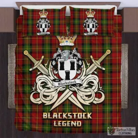 Blackstock Red Dress Tartan Bedding Set with Clan Crest and the Golden Sword of Courageous Legacy