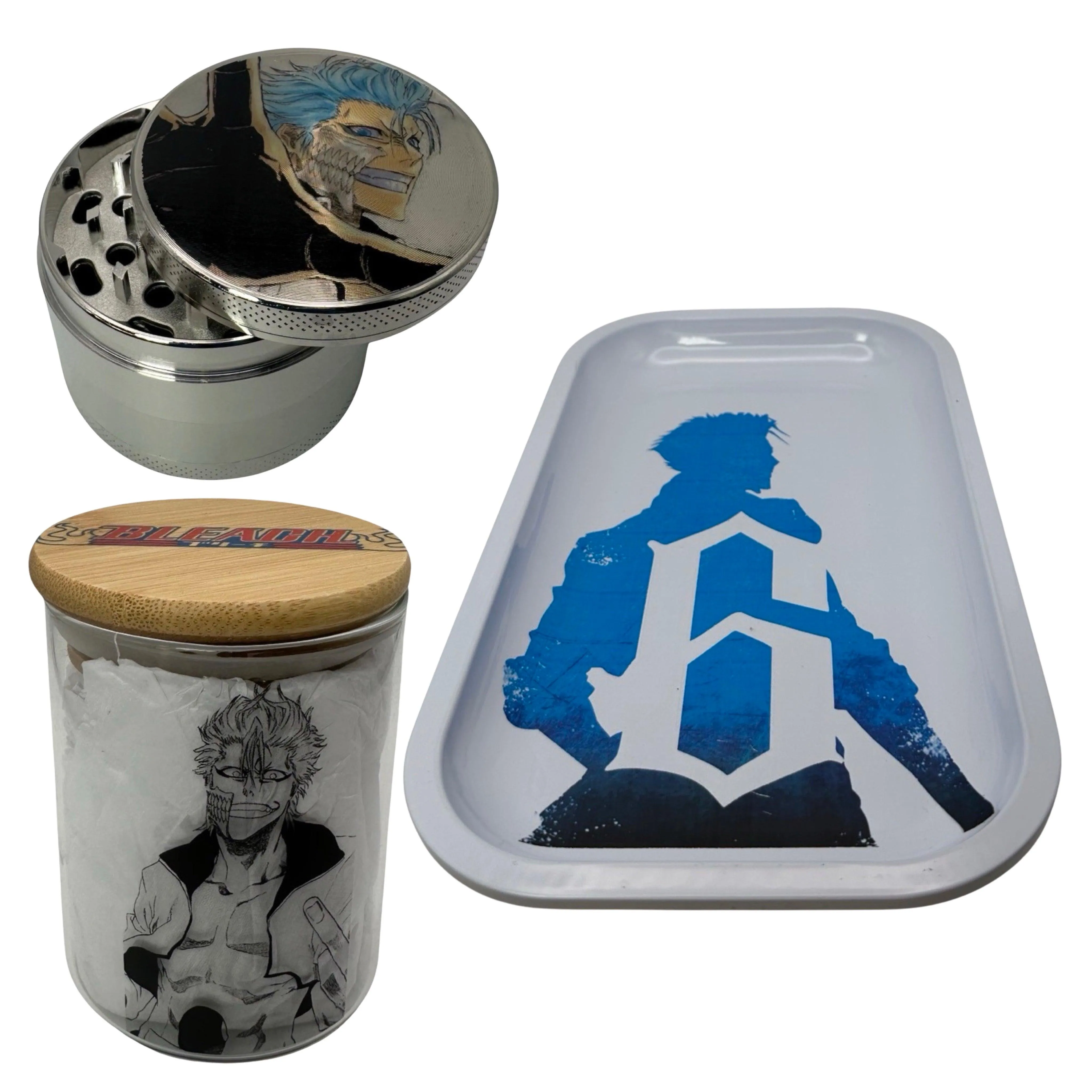 Bleach Anime Herb Grinder, Stash Jar, Rolling Tray Set