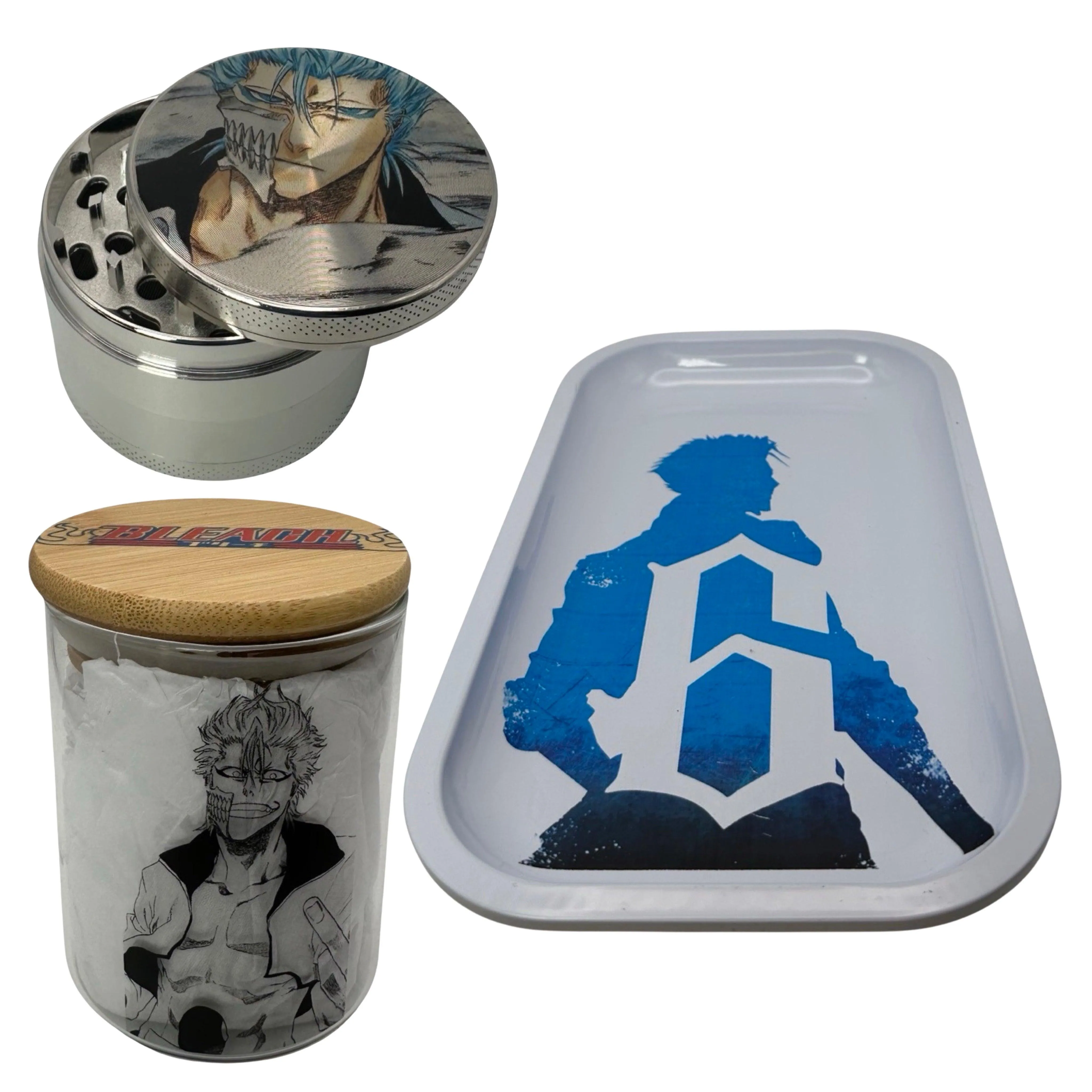 Bleach Anime Herb Grinder, Stash Jar, Rolling Tray Set