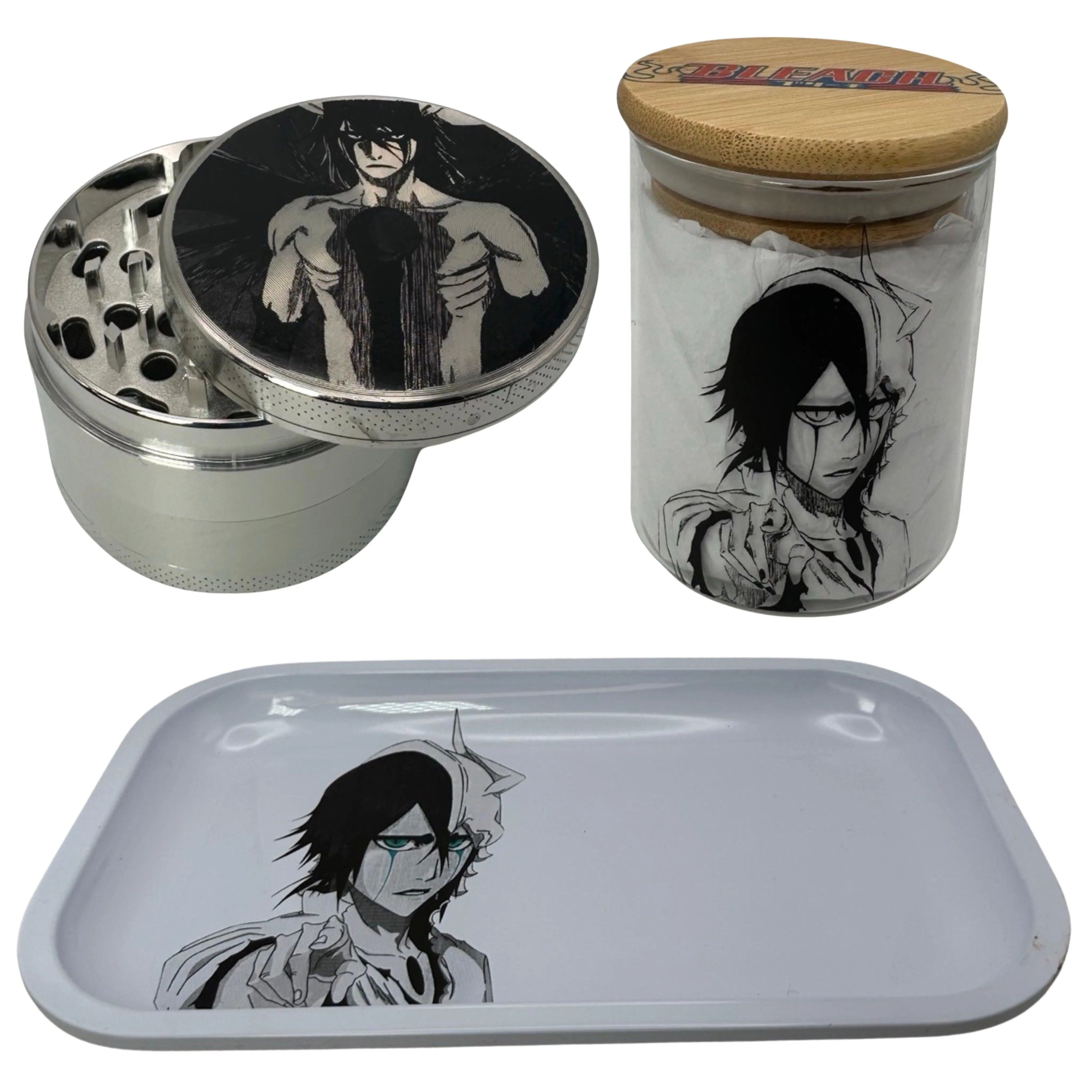 Bleach Anime Herb Grinder, Stash Jar, Rolling Tray Set