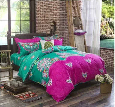 Bohemia 4 /3PCS3d  bedding sets Sham Boho Mandala duvet cover set winter bedsheet queen king size Cotton folk-custom Bed set