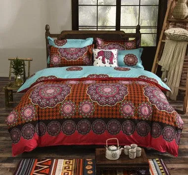 Bohemia 4 /3PCS3d  bedding sets Sham Boho Mandala duvet cover set winter bedsheet queen king size Cotton folk-custom Bed set