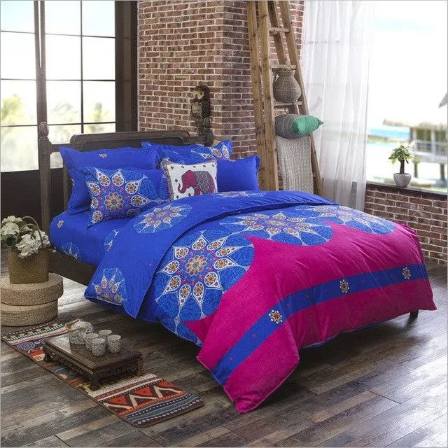 Bohemia 4 /3PCS3d  bedding sets Sham Boho Mandala duvet cover set winter bedsheet queen king size Cotton folk-custom Bed set