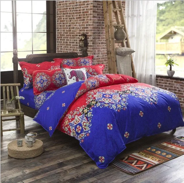 Bohemia 4 /3PCS3d  bedding sets Sham Boho Mandala duvet cover set winter bedsheet queen king size Cotton folk-custom Bed set