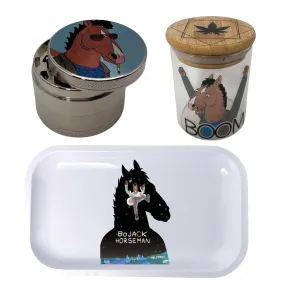 Bojack Horseman Cartoon Spice Grinder, Stash Jar, Rolling Tray Set