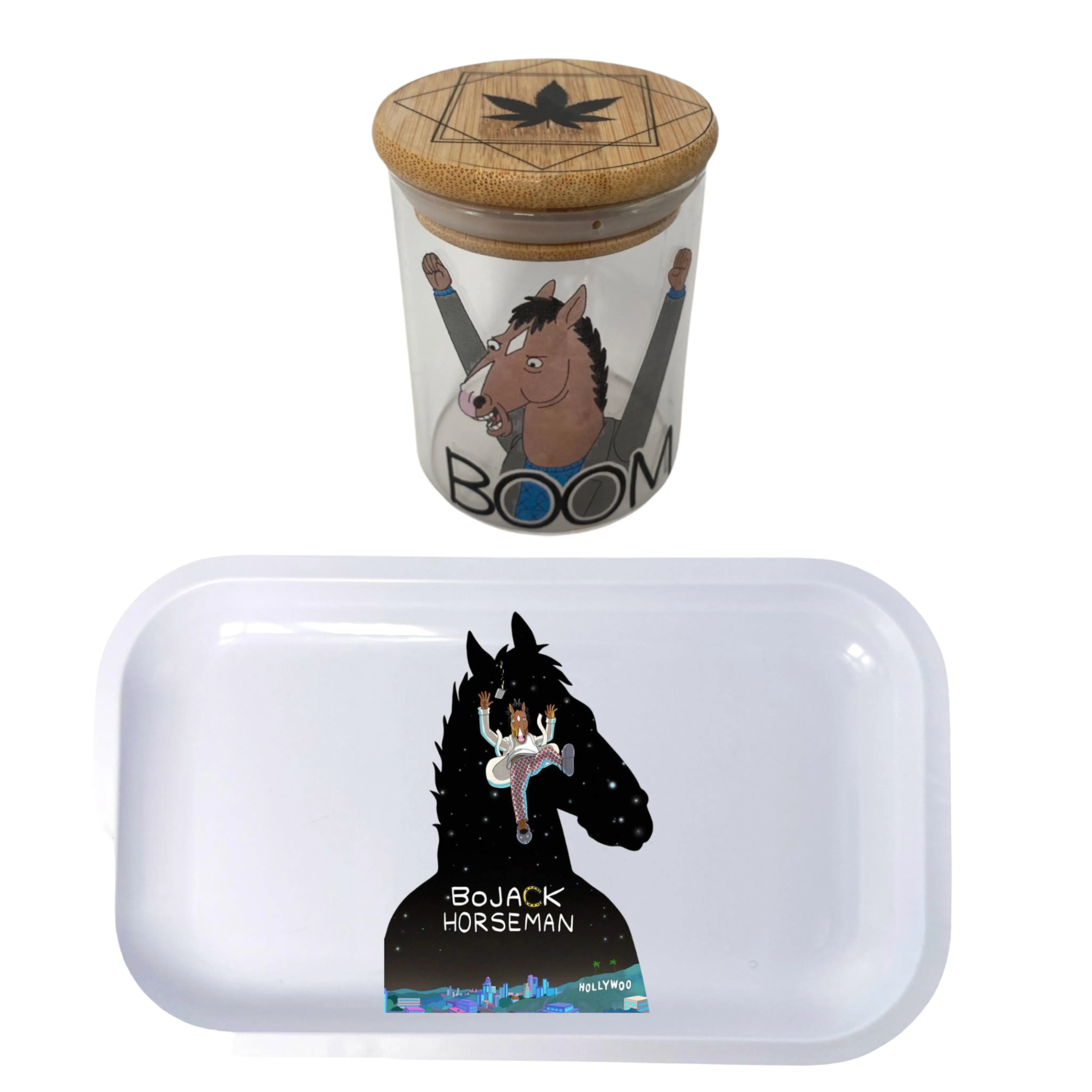 Bojack Horseman Cartoon Spice Grinder, Stash Jar, Rolling Tray Set