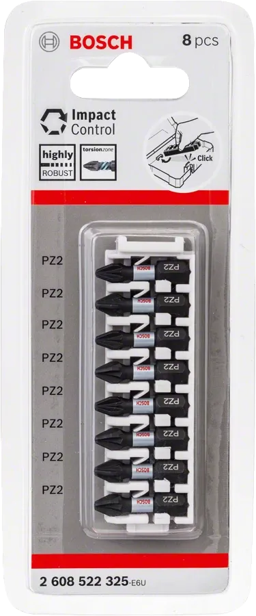 Bosch Professional | Screwdriver Bit Pack PZ2 Pick & Click Impact Control 8Pc