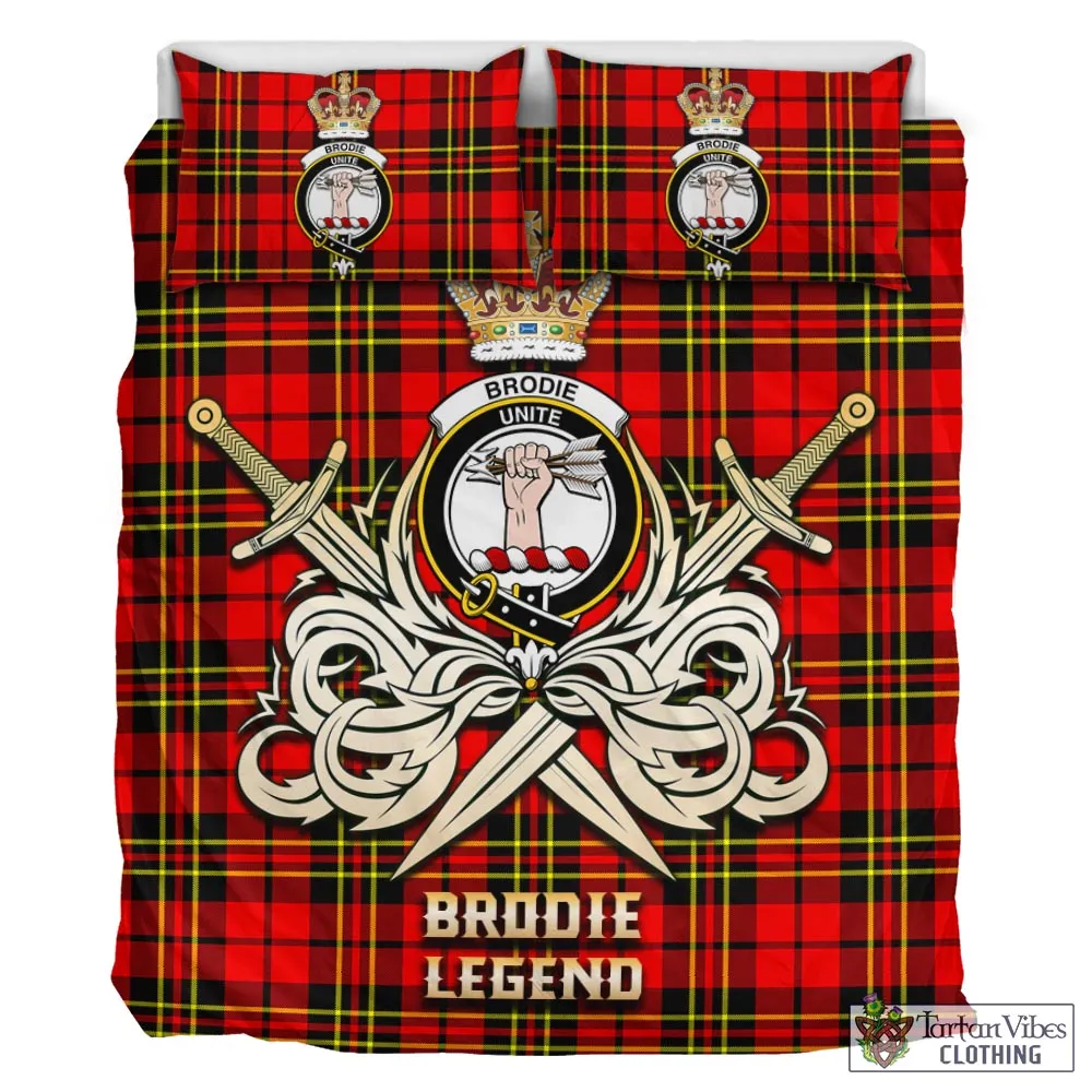 Brodie Modern Tartan Bedding Set with Clan Crest and the Golden Sword of Courageous Legacy