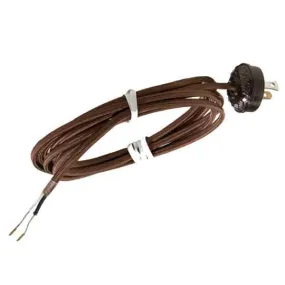 Brown Fabric Covered Lamp Wire with Plug