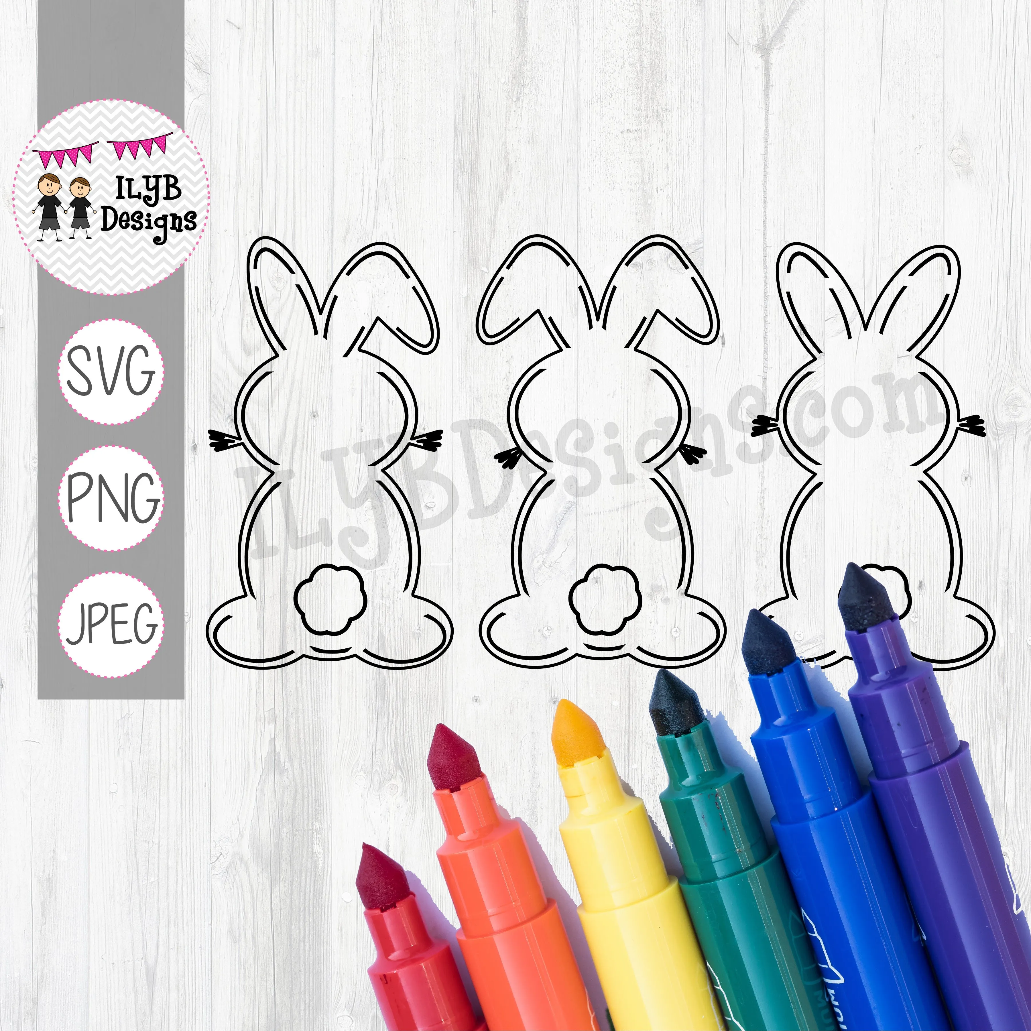 Bunny Butts Coloring Shirt SVG, PNG, JPEG Cutting Files