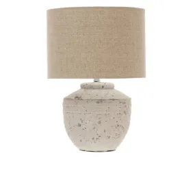 Cement Table Lamp With Linen Shade