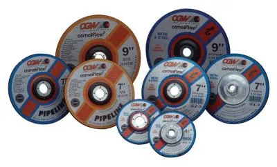 CGW Abrasives Depressed Center Wheel, 5 in; 4 1/2 in Dia, 1/8 in Thick, 24 Grit, Alum. Oxide, 45200