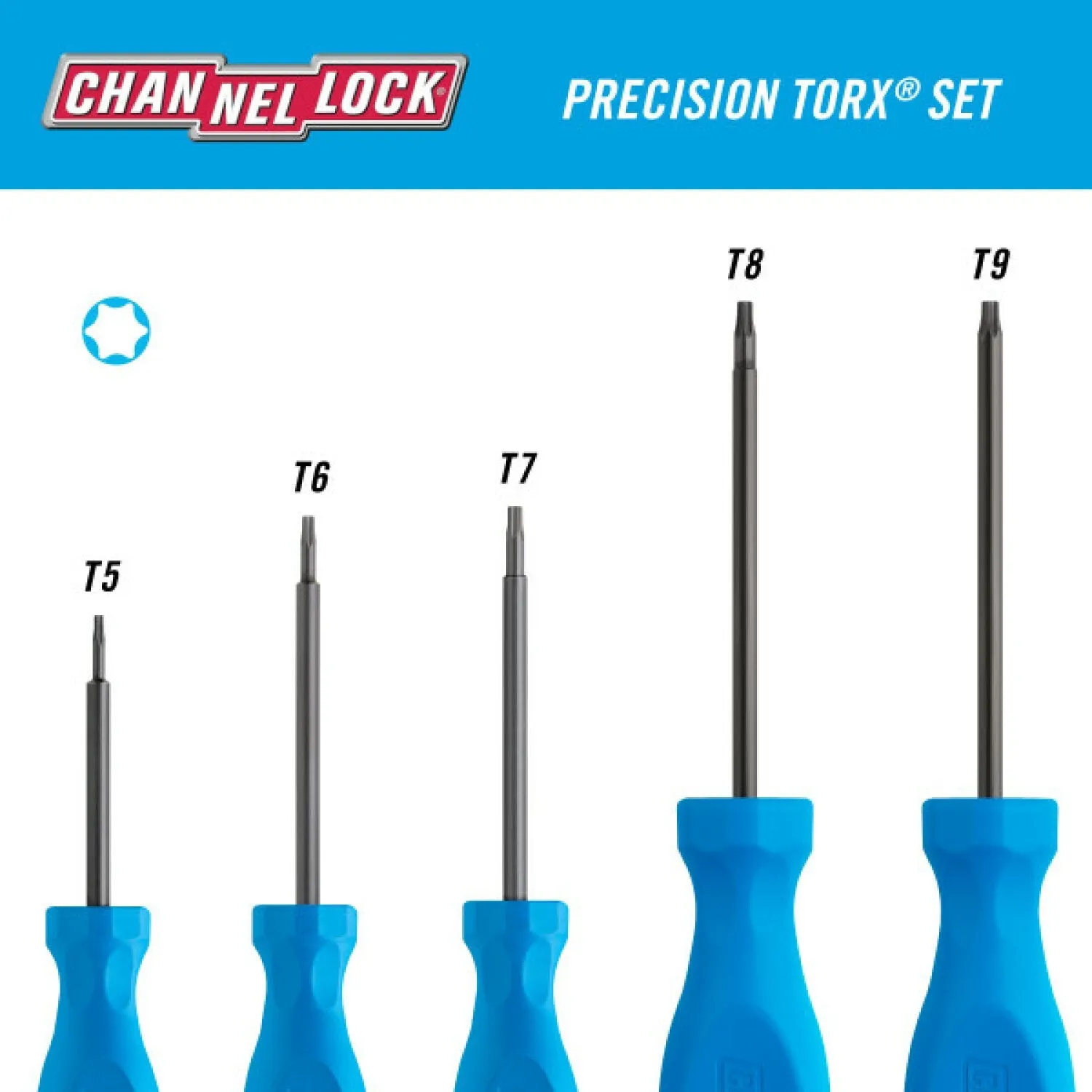 Channellock TP-5H 5PC Precision Torx Screwdriver Set