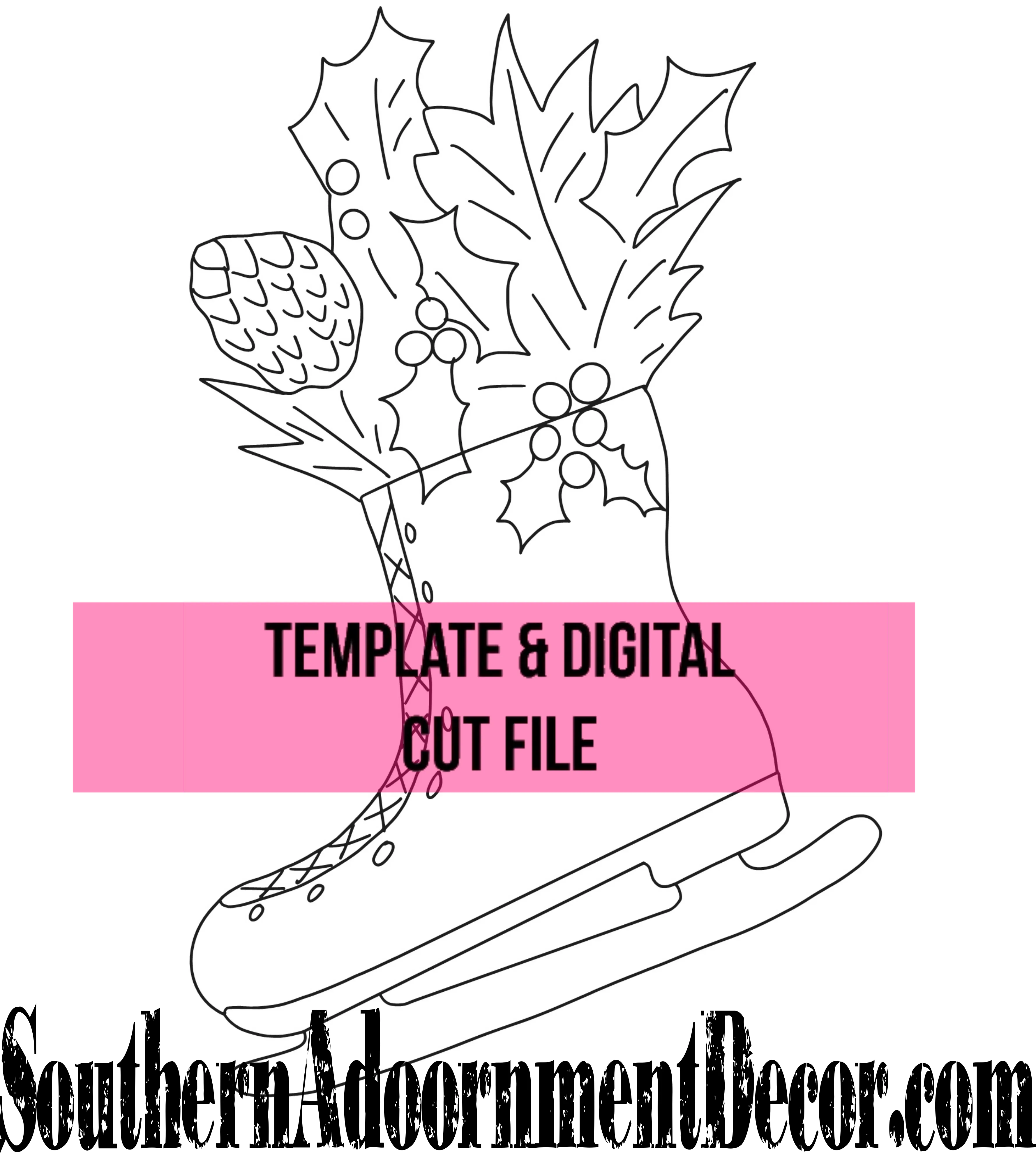 Christmas Ice Skate Template & Digital Cut File