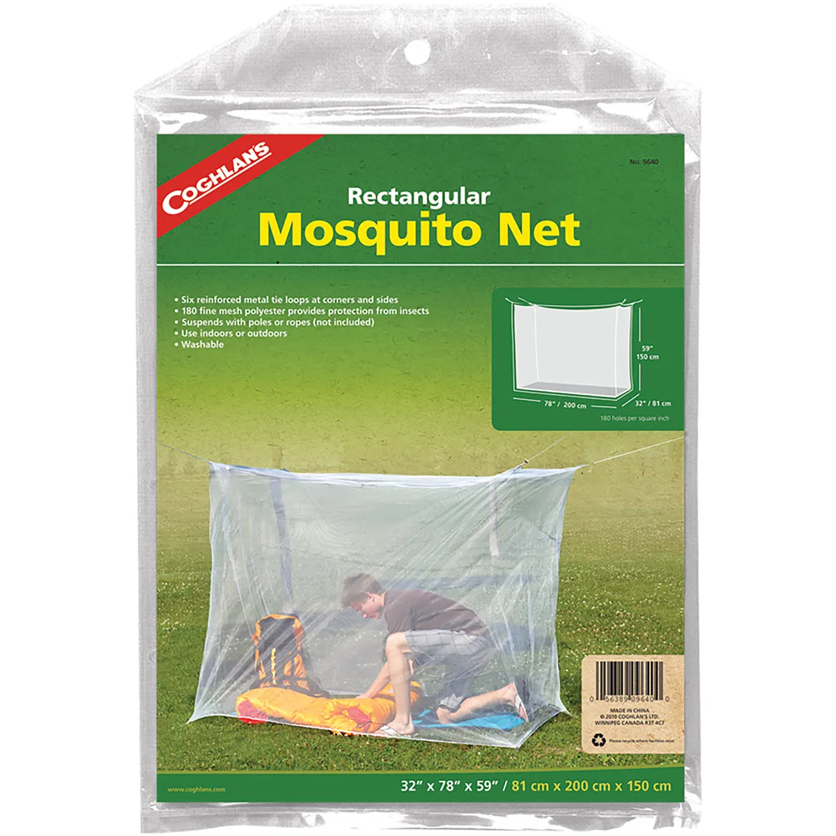 Coghlan's Rectangular Mosquito Net, Mesh Polyester Netting Protects from Insects