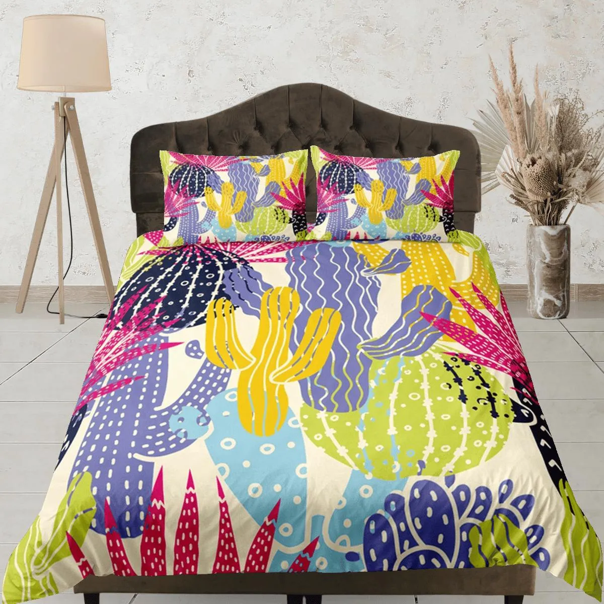 Colorful Cactus Plant Duvet Cover Set, Bedspread Kids Bedding Set Single Bedding