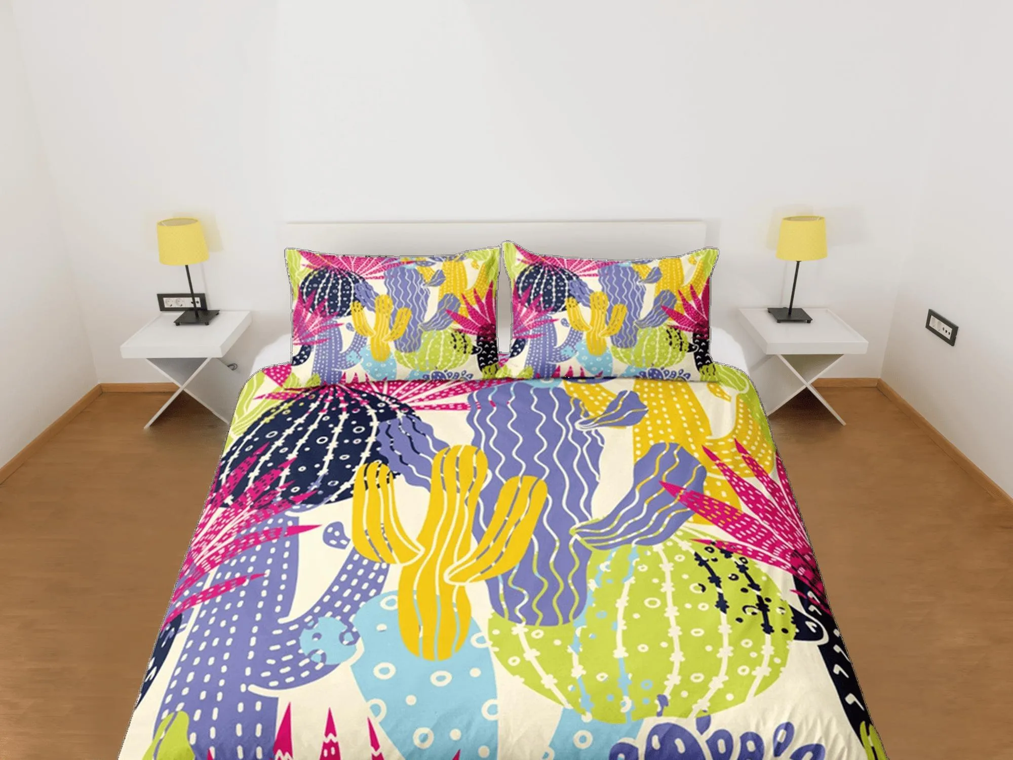 Colorful Cactus Plant Duvet Cover Set, Bedspread Kids Bedding Set Single Bedding