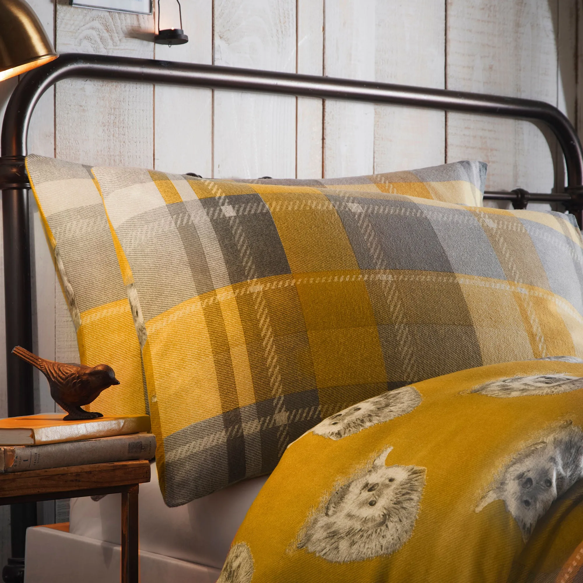 Colville Check Duvet Cover Set by Dreams & Drapes Lodge in Ochre