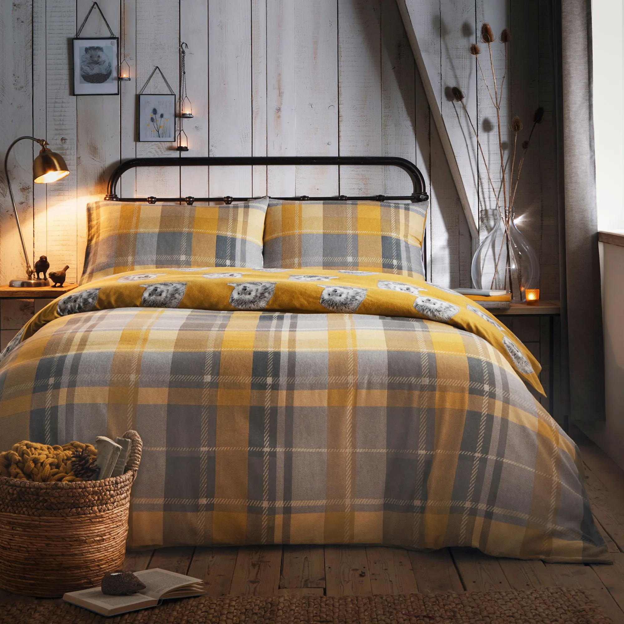 Colville Check Duvet Cover Set by Dreams & Drapes Lodge in Ochre