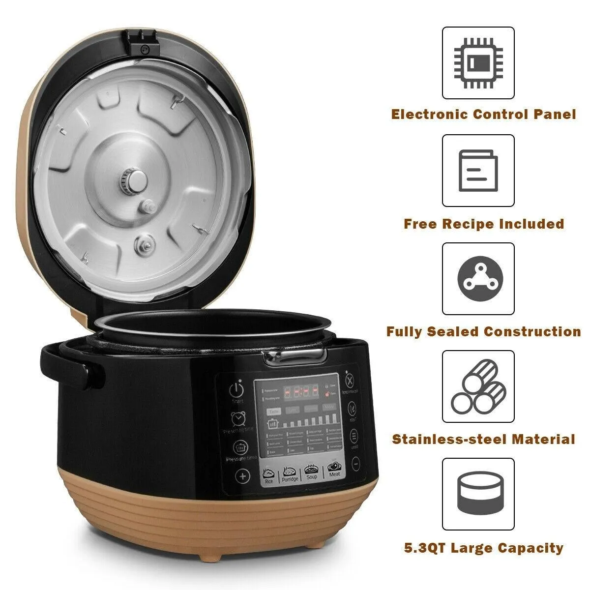 Costway Pressure Cooker EP23973BK,12-in-1 Multi-use Programmable,Non-stick Pot