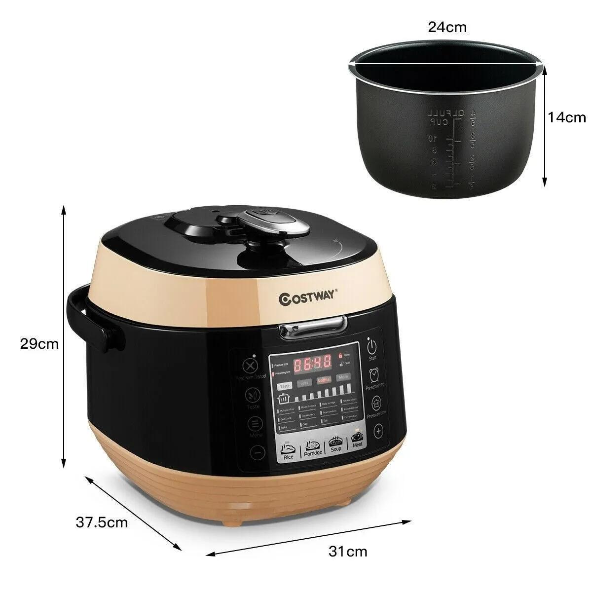 Costway Pressure Cooker EP23973BK,12-in-1 Multi-use Programmable,Non-stick Pot