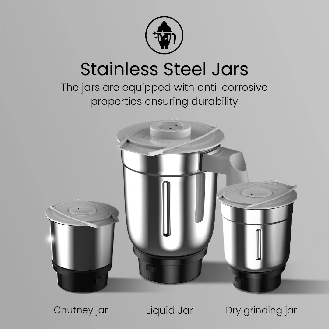 Crompton Questa 500W, Mixer Grinder, 3 Stainless Steel Jars