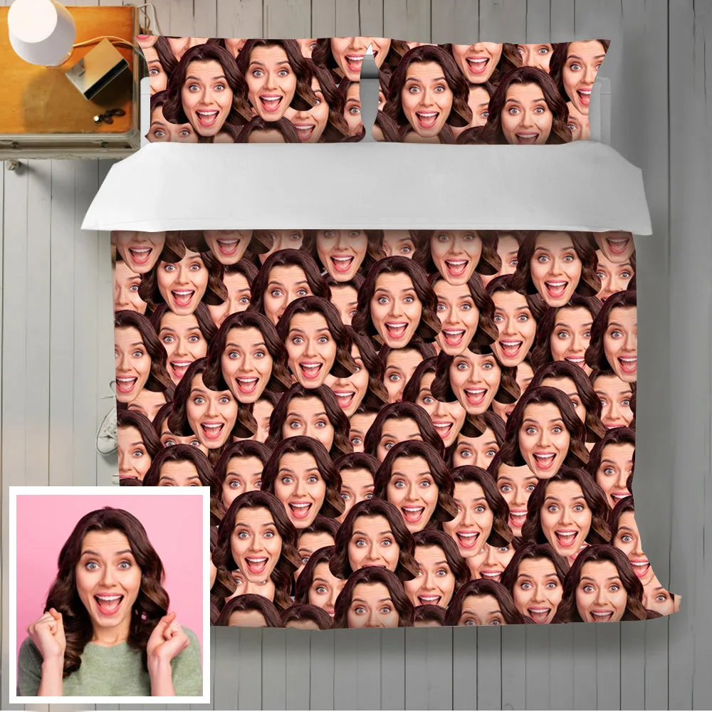 Custom Cotton Bedding Set with Photo (Quilt Cover 2 Pillow Covers)