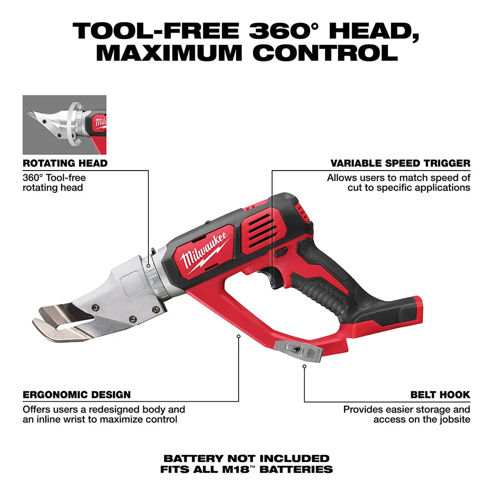 Cut Shear - Milwaukee M18™ 18 Gauge Single Cut Shear (Tool Only), 2637-20