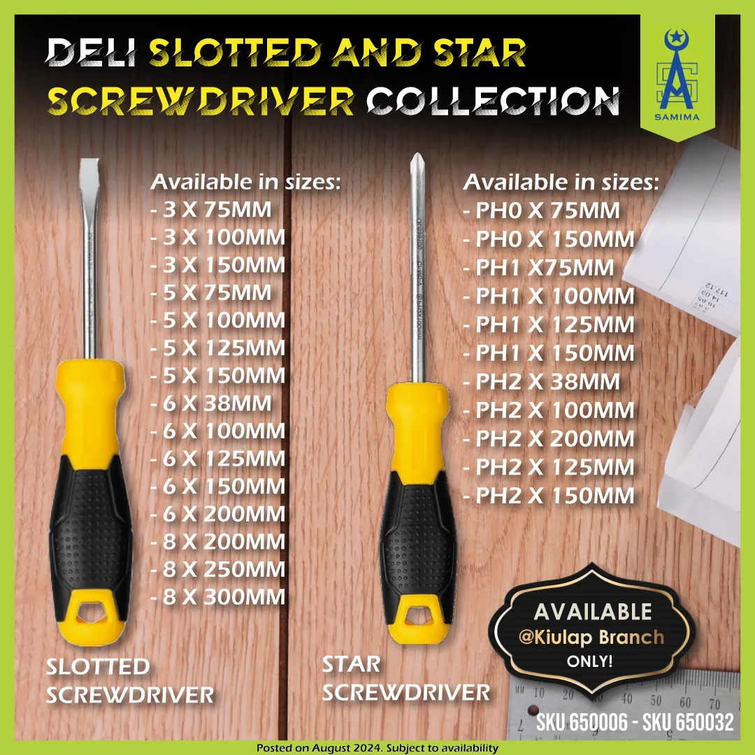 DELI DL6330751 SLOTTED SCREWDRIVER 3 X 75MM