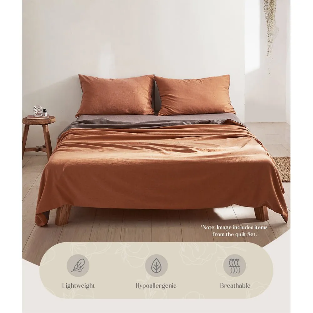 Deluxe Sheet Set Cotton Sheets King Orange Brown