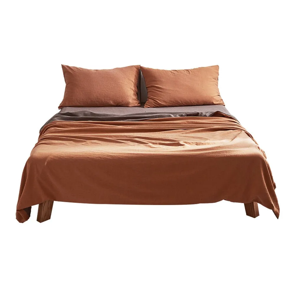 Deluxe Sheet Set Cotton Sheets King Orange Brown