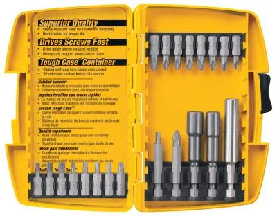 DeWalt® Tough Case Screwdriving Set, Phillips, Slotted, Square Recess, Nut Driver, 1/4 in Hex Shank, 21 Piece, DW2161