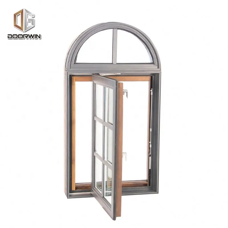 Doorwin 2021Doorwin Double glazed glass aluminum wood with mosquito net removable screen better view crank open window