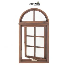 Doorwin 2021Doorwin Double glazed glass aluminum wood with mosquito net removable screen better view crank open window