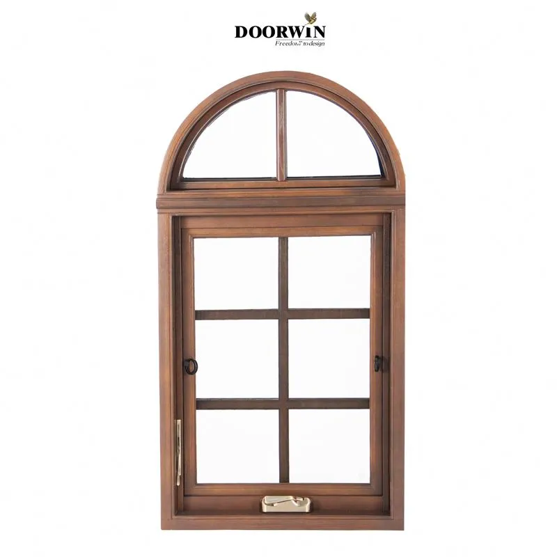 Doorwin 2021Doorwin Double glazed glass aluminum wood with mosquito net removable screen better view crank open window