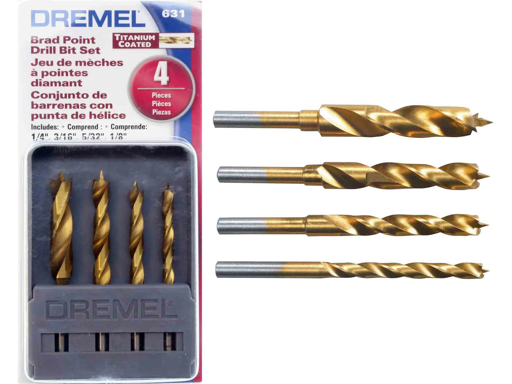 Dremel 631 -Brad Point Drill Bit Set -  4pc