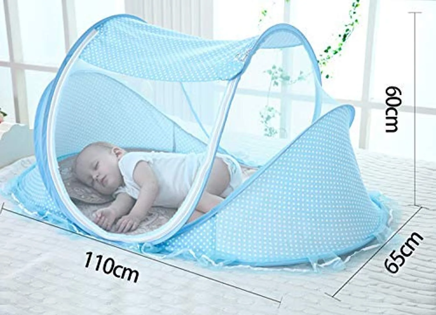 Electomania Baby Mosquito Net Foldable Polyester Baby Portable Infant (Suitable for 0-1 Years, Blue)