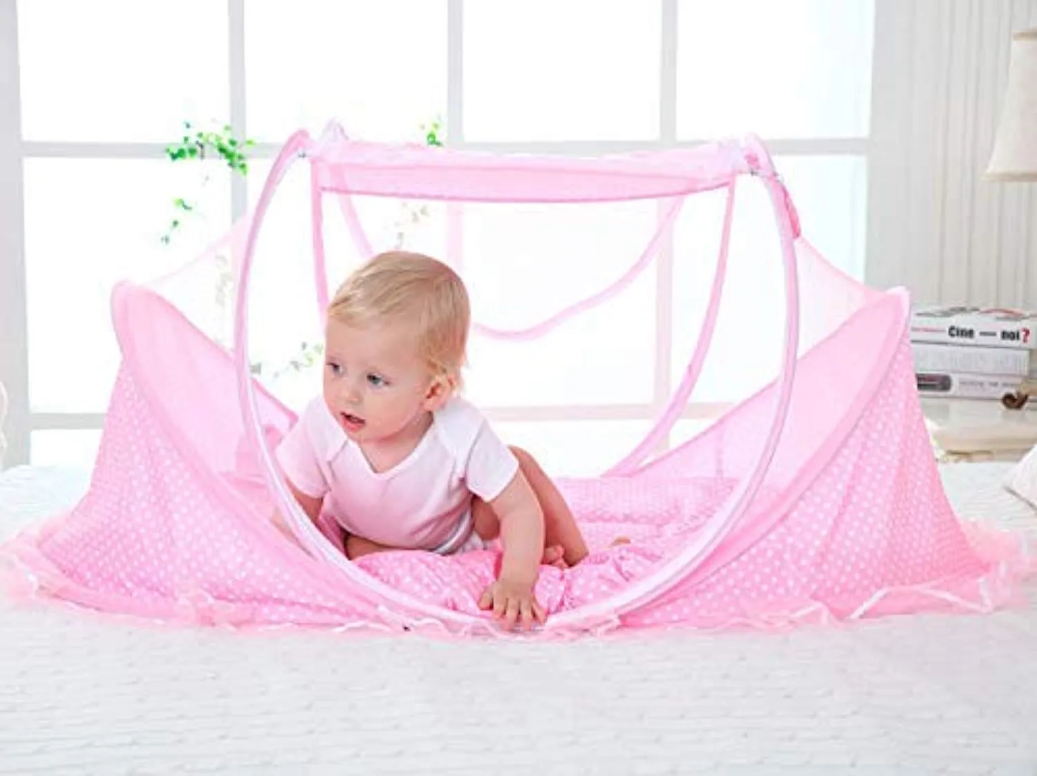 Electomania Baby Mosquito Net Foldable Polyester Baby Portable Infant (Suitable for 0-1 Years, Blue)