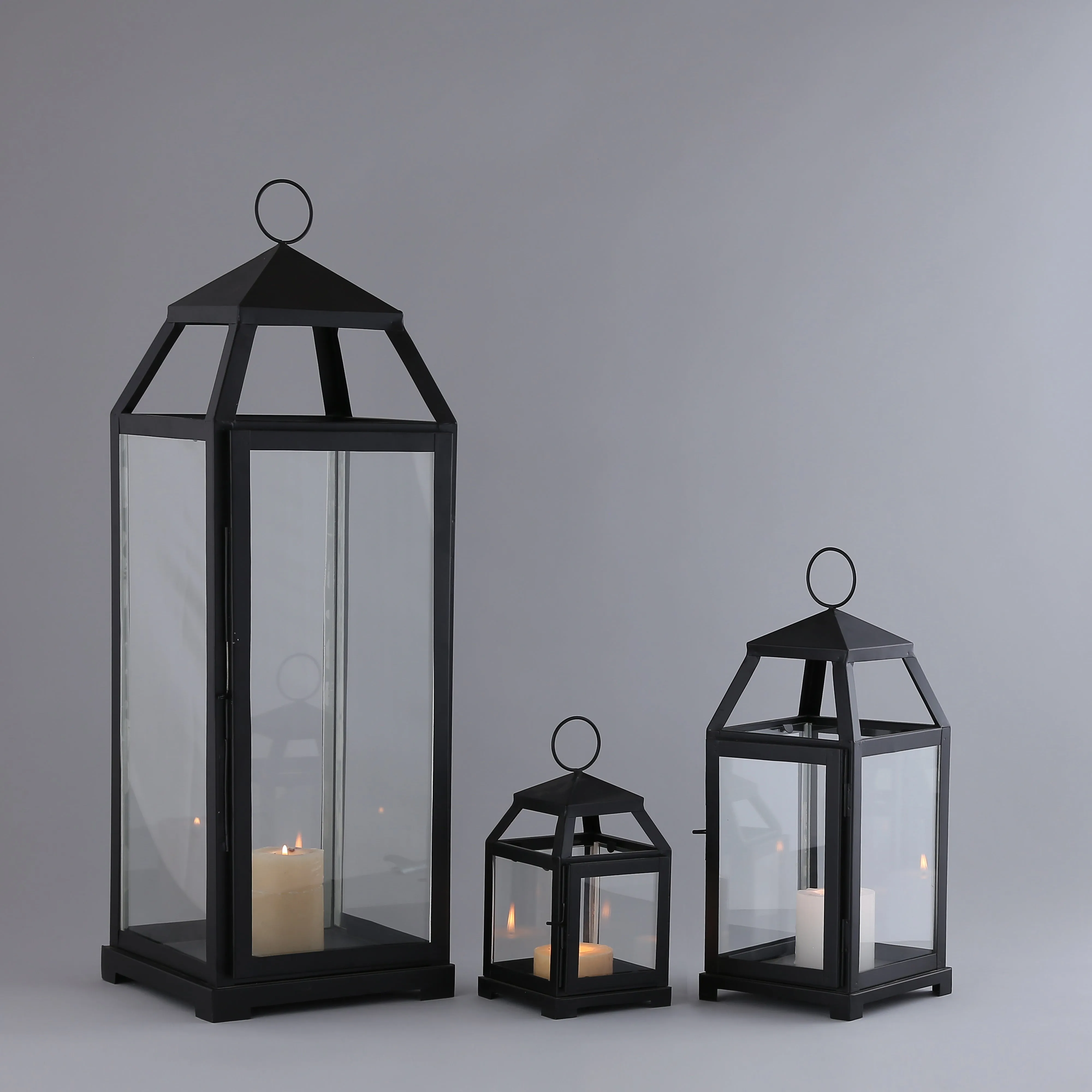 Elegant Set of 3 Iron Lanterns