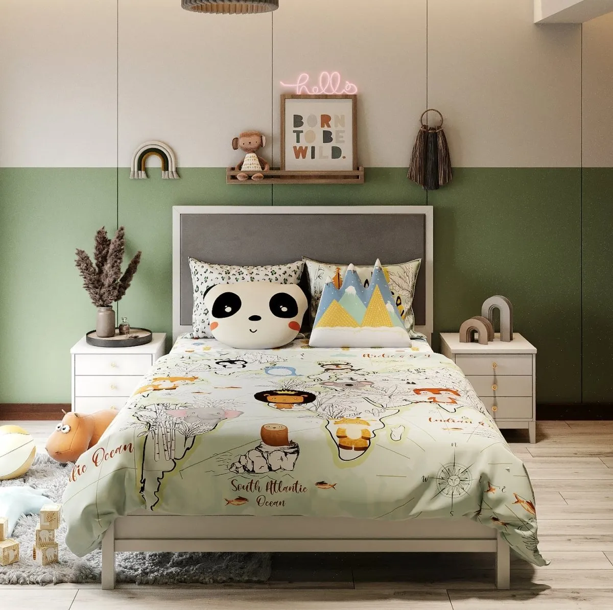 Fancy Fluff Kids Double Full Bed Set- Animal Planet