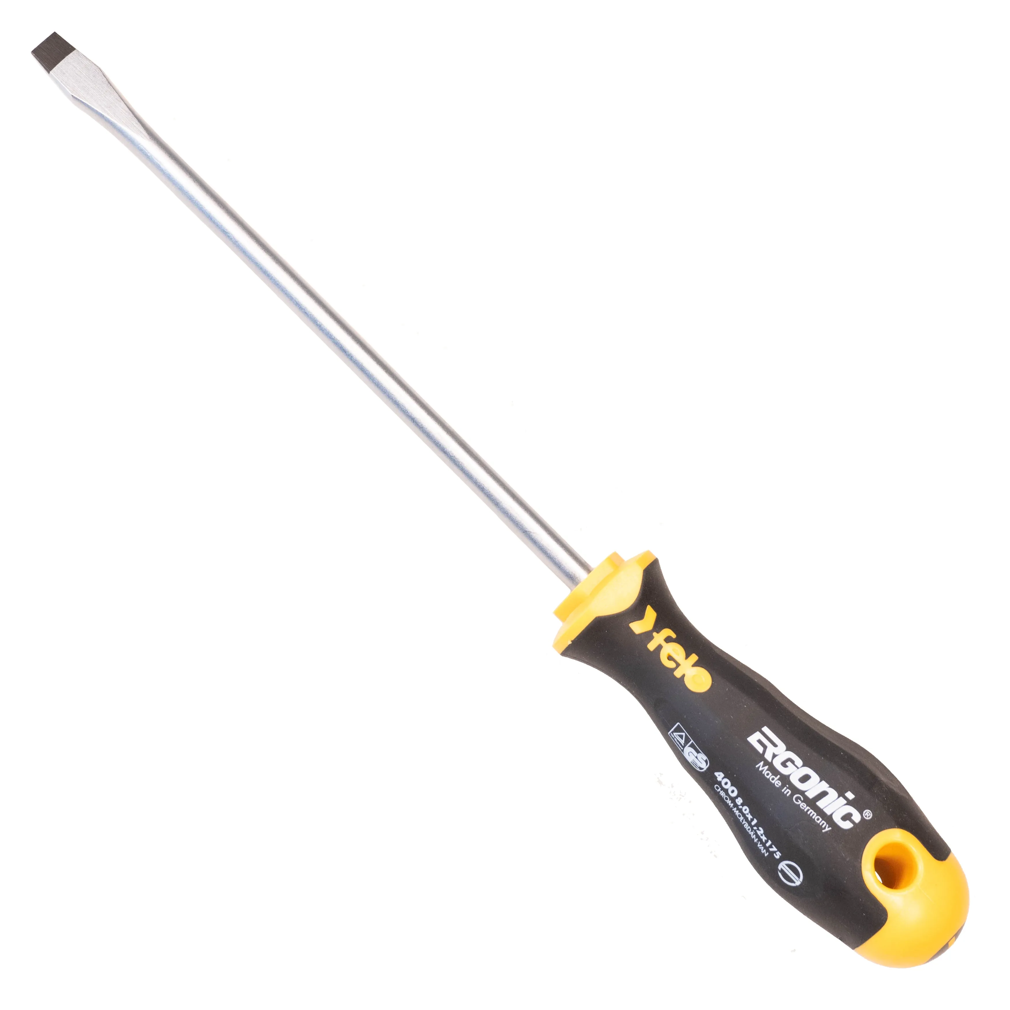 Felo 52801 Slotted 5/16" (8mm) x 7" (175mm) Flat Blade Ergonic Screwdriver