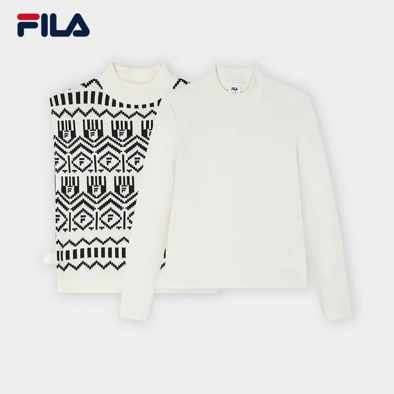 FILA CORE WHITE LINE EMERALD Women Knit Sweater in Ash