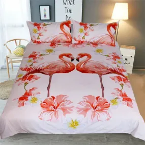 Flamingo and Hibiscus Passion Bedding Set