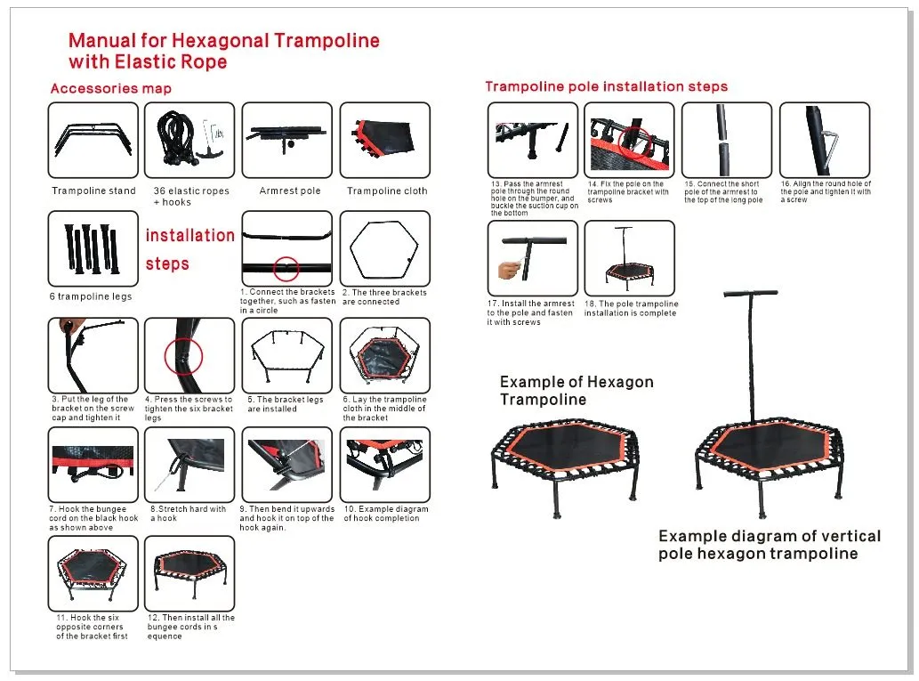 Foldable Mini Trampoline Rebounder 42Inch 150KG