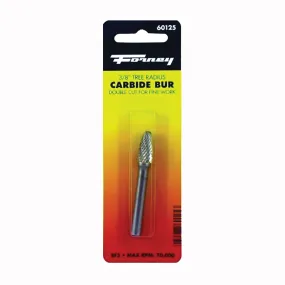 Forney 60125 Burr, 3/8 in Dia Cutting, 1/4 in Shank, Tree Radius Shank, Tungsten Carbide Cutting Edge