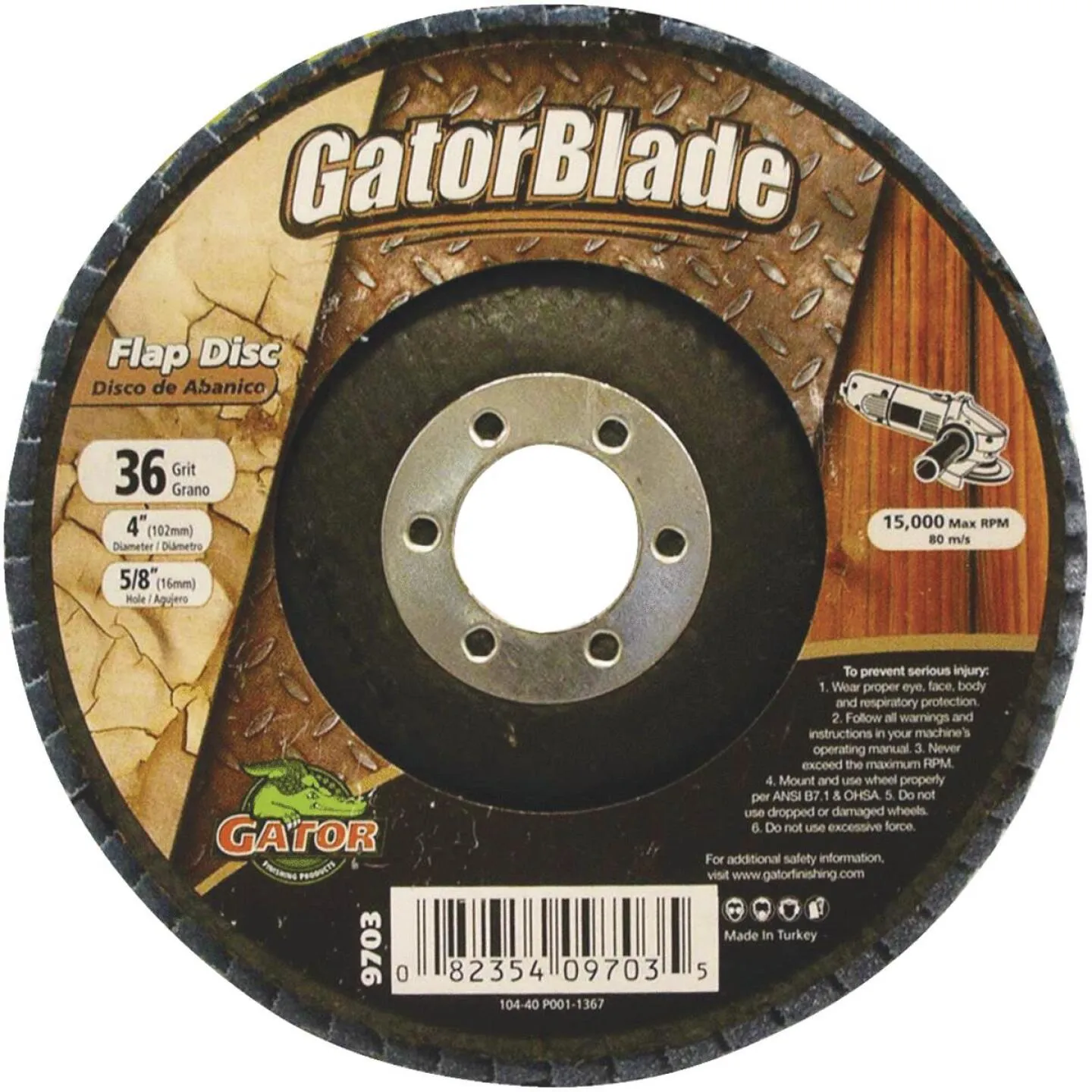 Gator Blade 4 In. x 5/8 In. 36-Grit Type 29 Angle Grinder Flap Disc