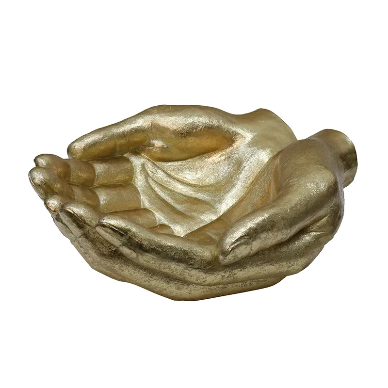 Golden Cupped Hands XL Decorative Ornament - Great Interior Décor