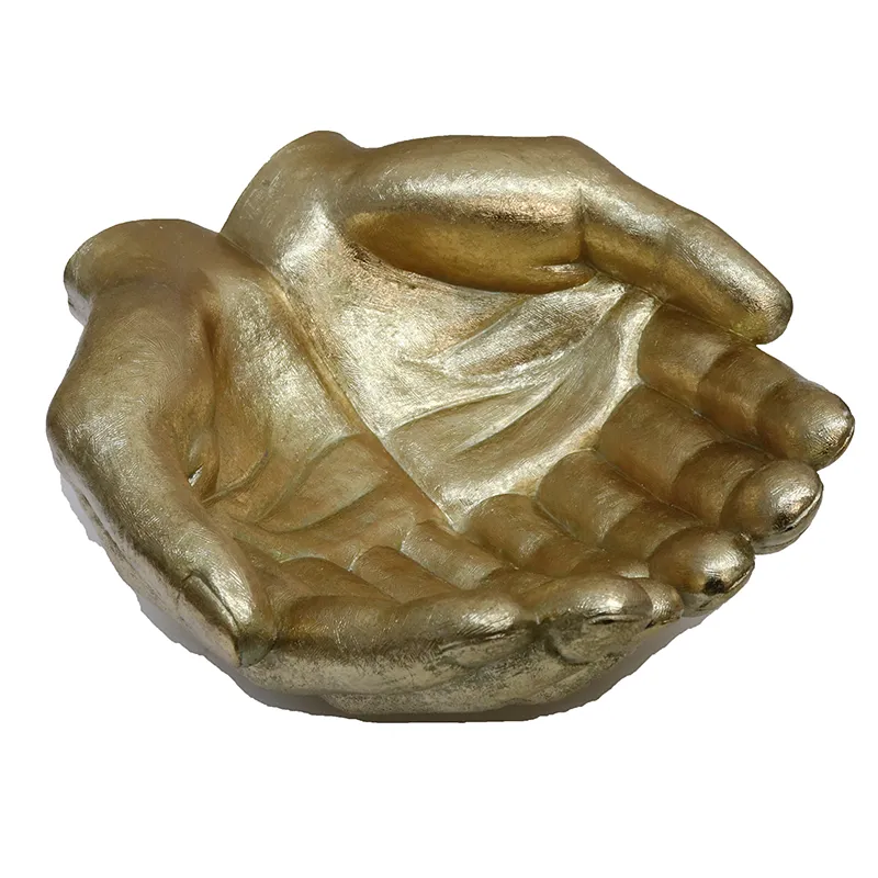 Golden Cupped Hands XL Decorative Ornament - Great Interior Décor